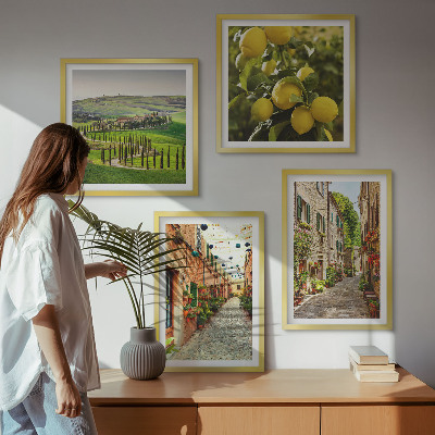 Set 4 slike u okviru Šarmantne ulice s cvjetovima limuna