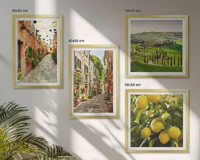 Šarmantne ulice s cvjetovima limuna set od 4 slike u okviru