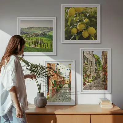 Šarmantne ulice s cvjetovima limuna set od 4 slike u okviru