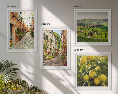Set 4 slike u okviru Šarmantne ulice s cvjetovima limuna