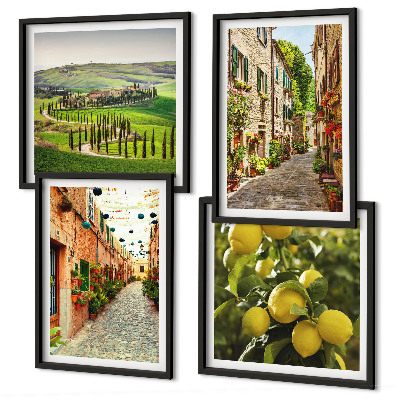 Set 4 slike u okviru Šarmantne ulice s cvjetovima limuna