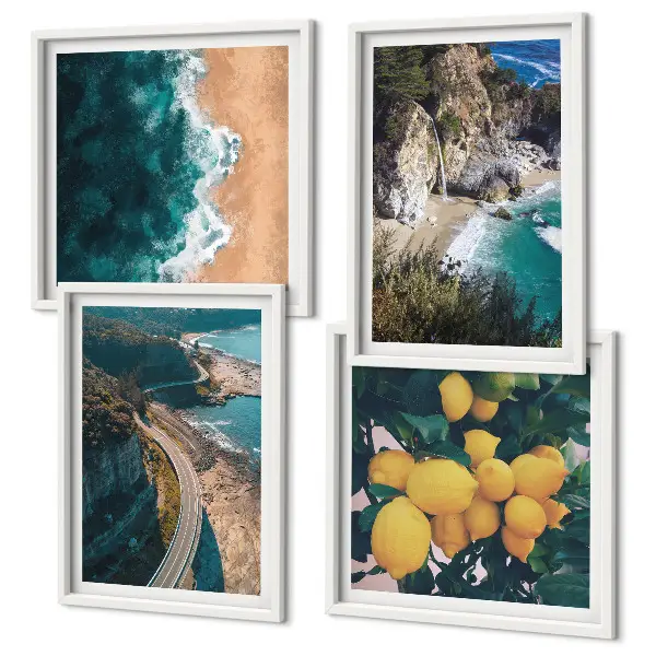 Komplet slika za spavaću sobu s motivom morske plaže, limuna i planina