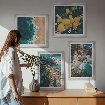 Komplet slika za spavaću sobu s motivom morske plaže, limuna i planina