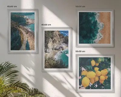 Komplet slika za spavaću sobu s motivom morske plaže, limuna i planina