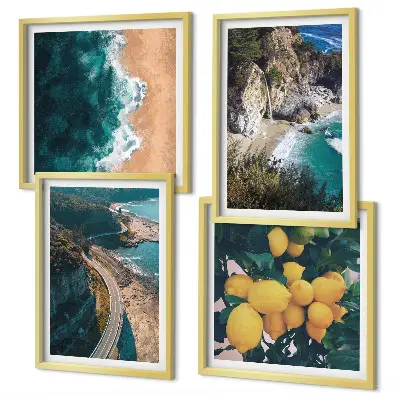 Komplet slika za spavaću sobu s motivom morske plaže, limuna i planina