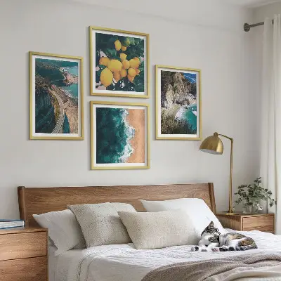 Komplet slika za spavaću sobu s motivom morske plaže, limuna i planina