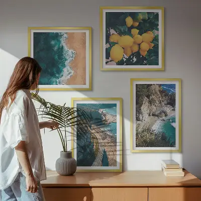 Komplet slika za spavaću sobu s motivom morske plaže, limuna i planina