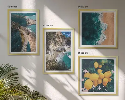 Komplet slika za spavaću sobu s motivom morske plaže, limuna i planina