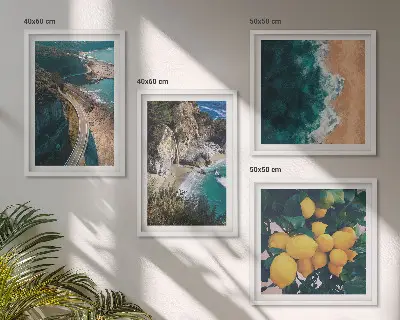 Komplet slika za spavaću sobu s motivom morske plaže, limuna i planina