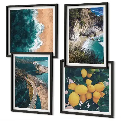 Komplet slika za spavaću sobu s motivom morske plaže, limuna i planina