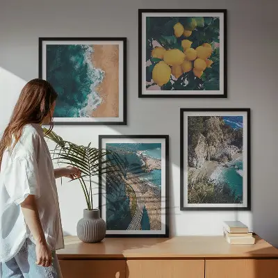 Komplet slika za spavaću sobu s motivom morske plaže, limuna i planina