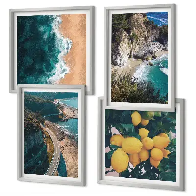 Komplet slika za spavaću sobu s motivom morske plaže, limuna i planina