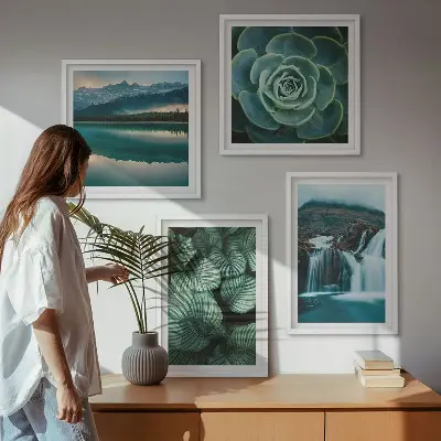 Dekorativni komplet zidnih slika krupni kadar lišća sukulenata
