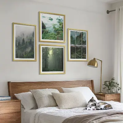 Komplet slika za spavaću sobu s motivima šumske magle, rijeke i stakleničkih biljaka
