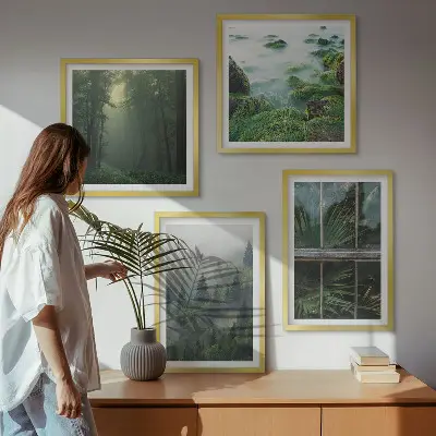 Komplet slika za spavaću sobu s motivima šumske magle, rijeke i stakleničkih biljaka