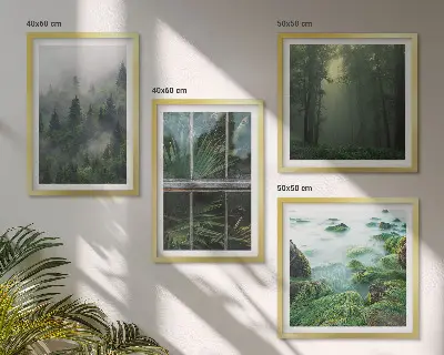 Komplet slika za spavaću sobu s motivima šumske magle, rijeke i stakleničkih biljaka