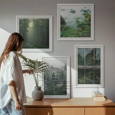 Komplet slika za spavaću sobu s motivima šumske magle, rijeke i stakleničkih biljaka