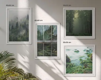 Komplet slika za spavaću sobu s motivima šumske magle, rijeke i stakleničkih biljaka