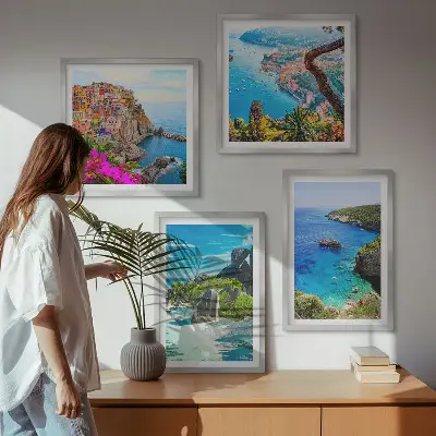 Komplet slika za spavaću sobu palme uz more i plavu vodu