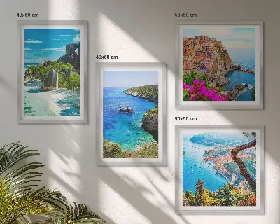 Komplet slika za spavaću sobu palme uz more i plavu vodu