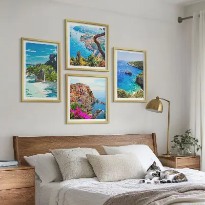 Komplet slika za spavaću sobu palme uz more i plavu vodu