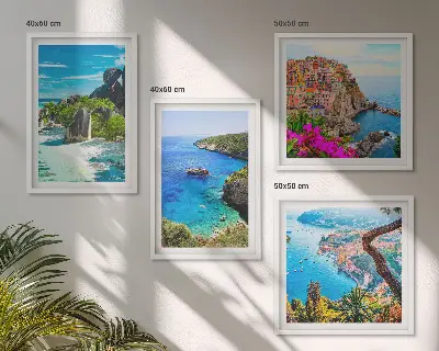 Komplet slika za spavaću sobu palme uz more i plavu vodu