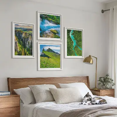 Komplet slika za spavaću sobu zelene planine, rijeka i stijene