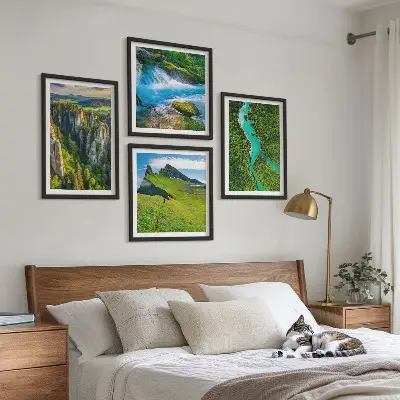 Komplet slika za spavaću sobu zelene planine, rijeka i stijene