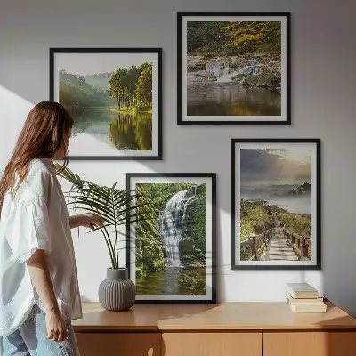 Komplet slika za spavaću sobu motivi slapova, planina, oblaka i jesenskog krajolika