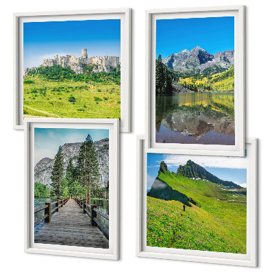Set 4 slike u okviru Zelena brda s dvorcem
