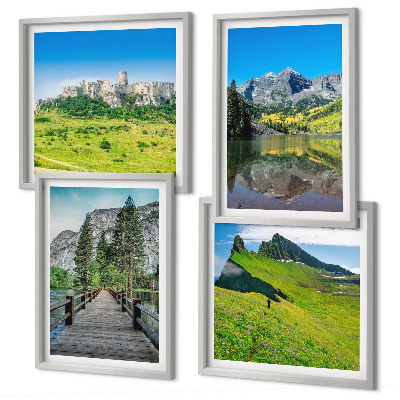 Set 4 slike u okviru Zelena brda s dvorcem