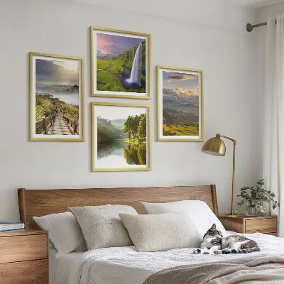 Set od 4 slike s motivom planinskih vodopada u okviru