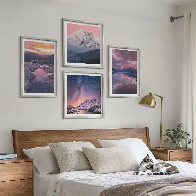 Set od 4 slike u okviru planine, voda i prekrasni krajolici