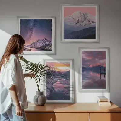Set od 4 slike u okviru planine, voda i prekrasni krajolici