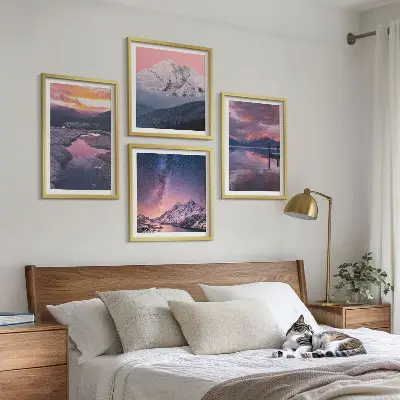 Set od 4 slike u okviru planine, voda i prekrasni krajolici