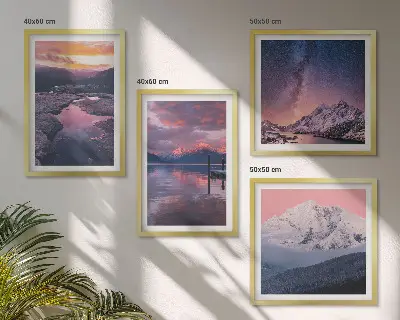 Set od 4 slike u okviru planine, voda i prekrasni krajolici