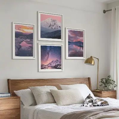 Set od 4 slike u okviru planine, voda i prekrasni krajolici