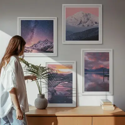 Set od 4 slike u okviru planine, voda i prekrasni krajolici