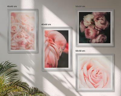 Dekorativni komplet slika za zid Pastelno ružičasti flamingosi