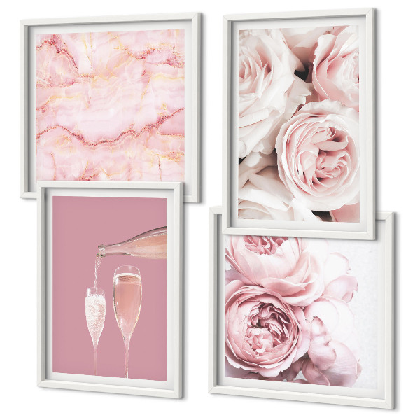 Komplet slika za spavaću sobu Roses šampanjac mramorni pastel