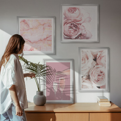 Komplet slika za spavaću sobu Roses šampanjac mramorni pastel