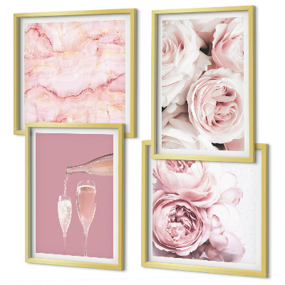 Komplet slika za spavaću sobu Roses šampanjac mramorni pastel