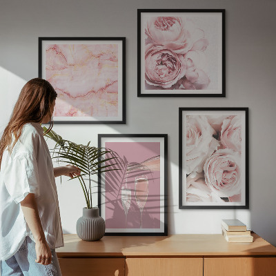 Komplet slika za spavaću sobu Roses šampanjac mramorni pastel