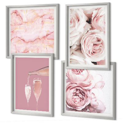 Komplet slika za spavaću sobu Roses šampanjac mramorni pastel