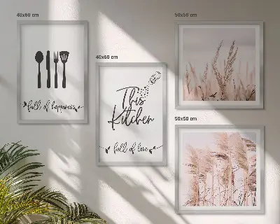 Komplet slika za spavaću sobu s natpisom u boho stilu s motivom trave za kuhinju