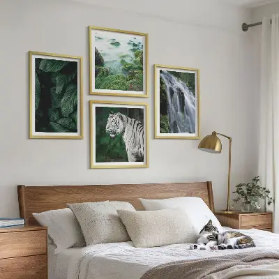 Lišće vodopada bijelog tigra set od 4 slike u okviru