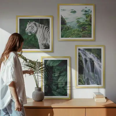 Lišće vodopada bijelog tigra set od 4 slike u okviru