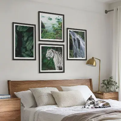 Lišće vodopada bijelog tigra set od 4 slike u okviru
