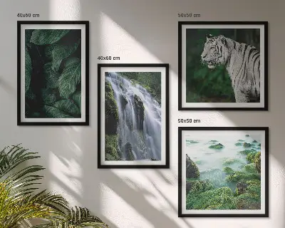 Lišće vodopada bijelog tigra set od 4 slike u okviru