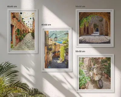 Šarmantne ulice i pizza set od 4 slike u okviru